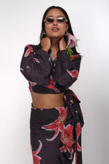 Hawaiian Hibiscus Ruffle Skirt + Choli Top