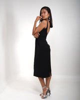 Sculpted cowl corset midi