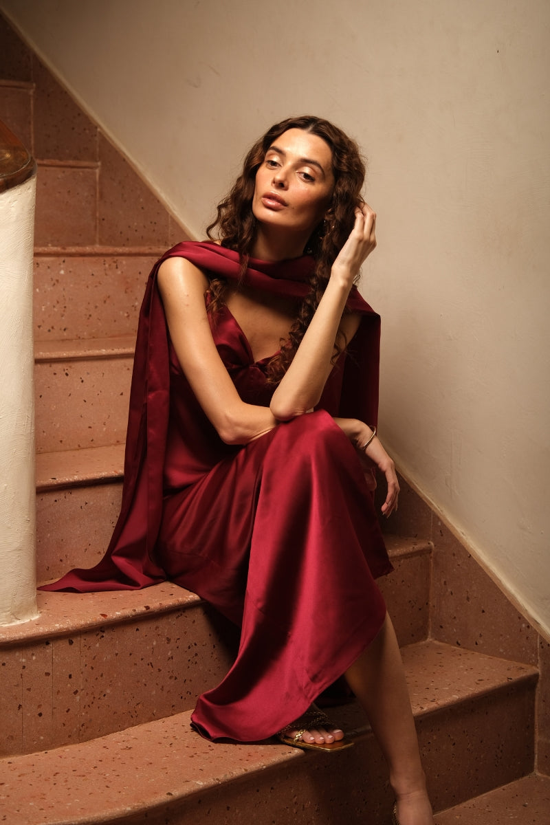 Scarlet red slip dress