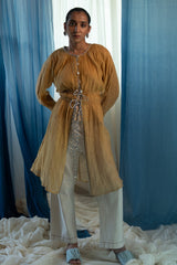 Chanderi Ruched Overlay Top
