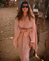 Two fabric Japanese dress- Salmon Pink