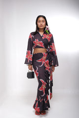 Hawaiian hibiscus ruffle skirt + choli