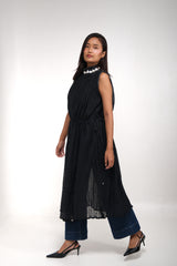 Sheer Chanderi Halter Dress