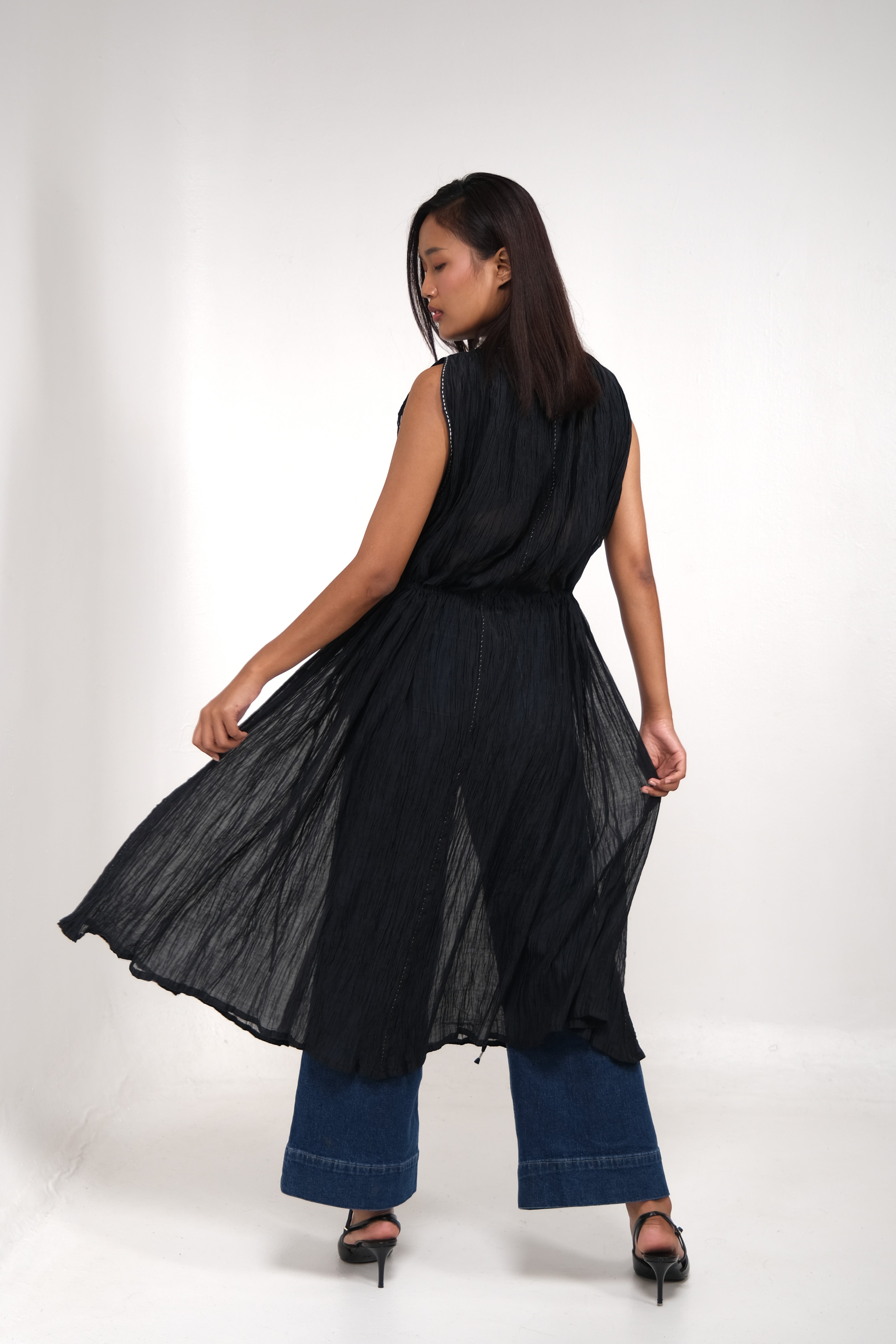 Sheer Chanderi Halter Dress