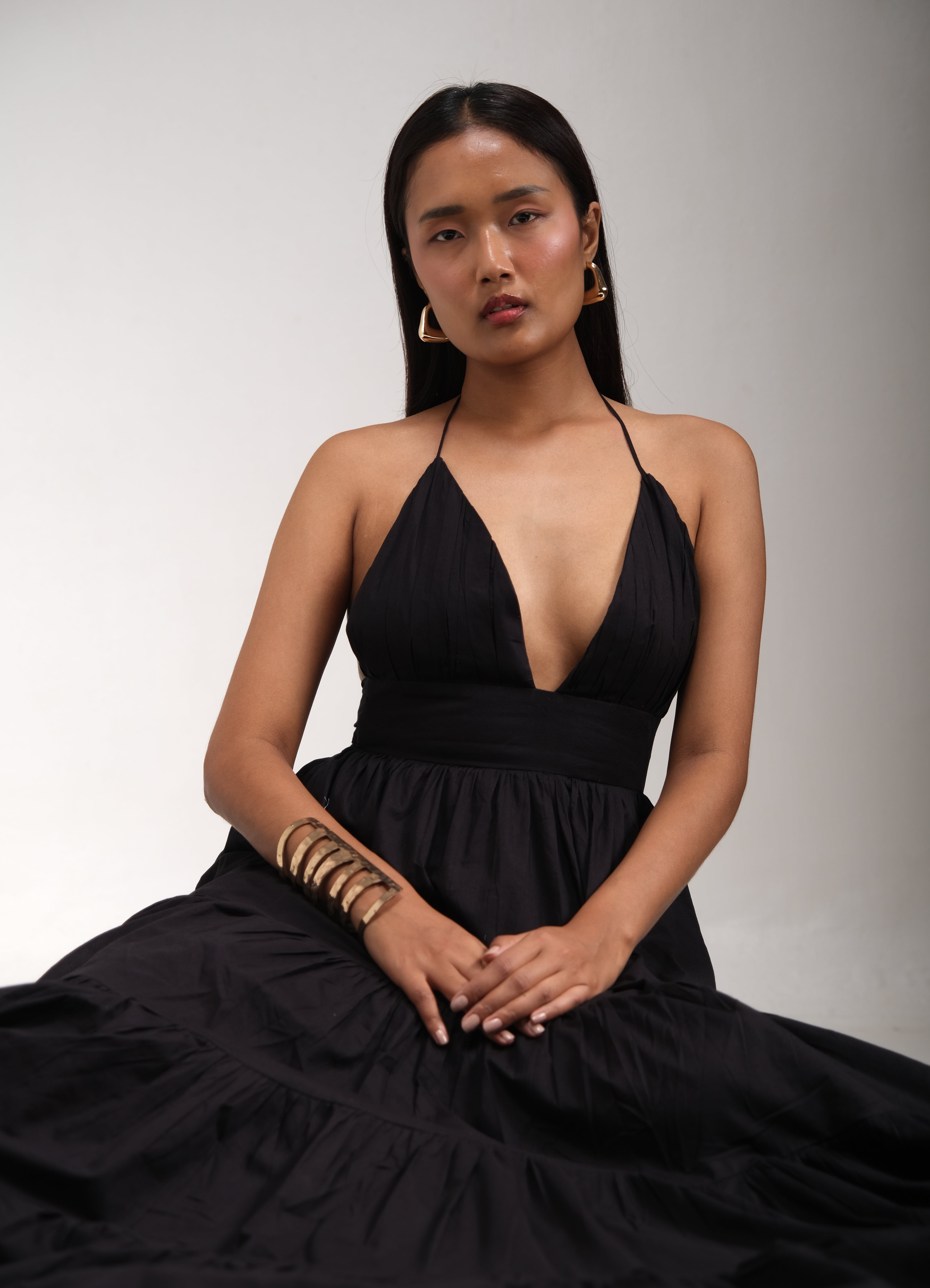 Baiana dress in charcoal black