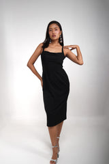 Sculpted cowl corset midi