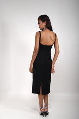 Sculpted cowl corset midi