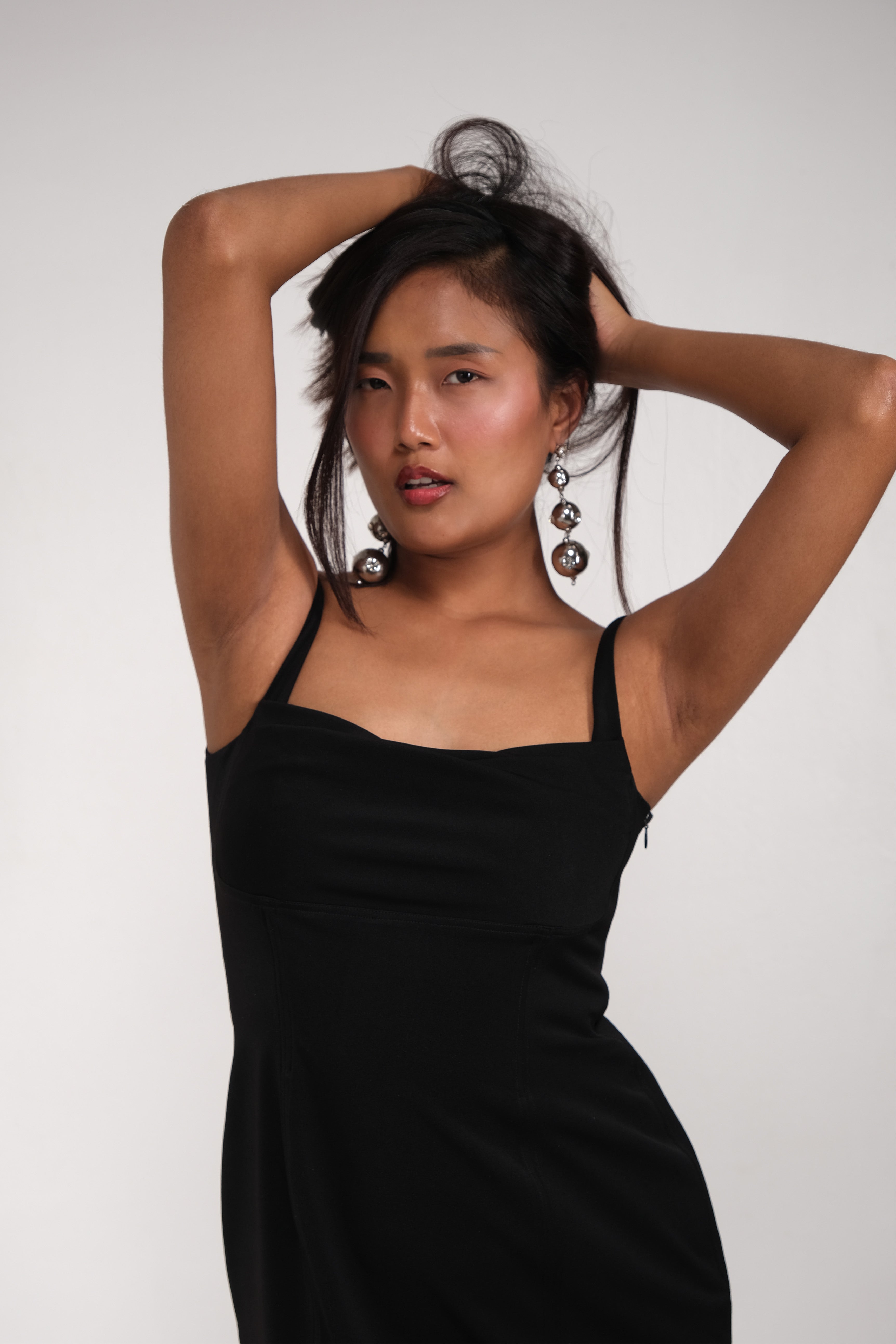 Sculpted cowl corset midi