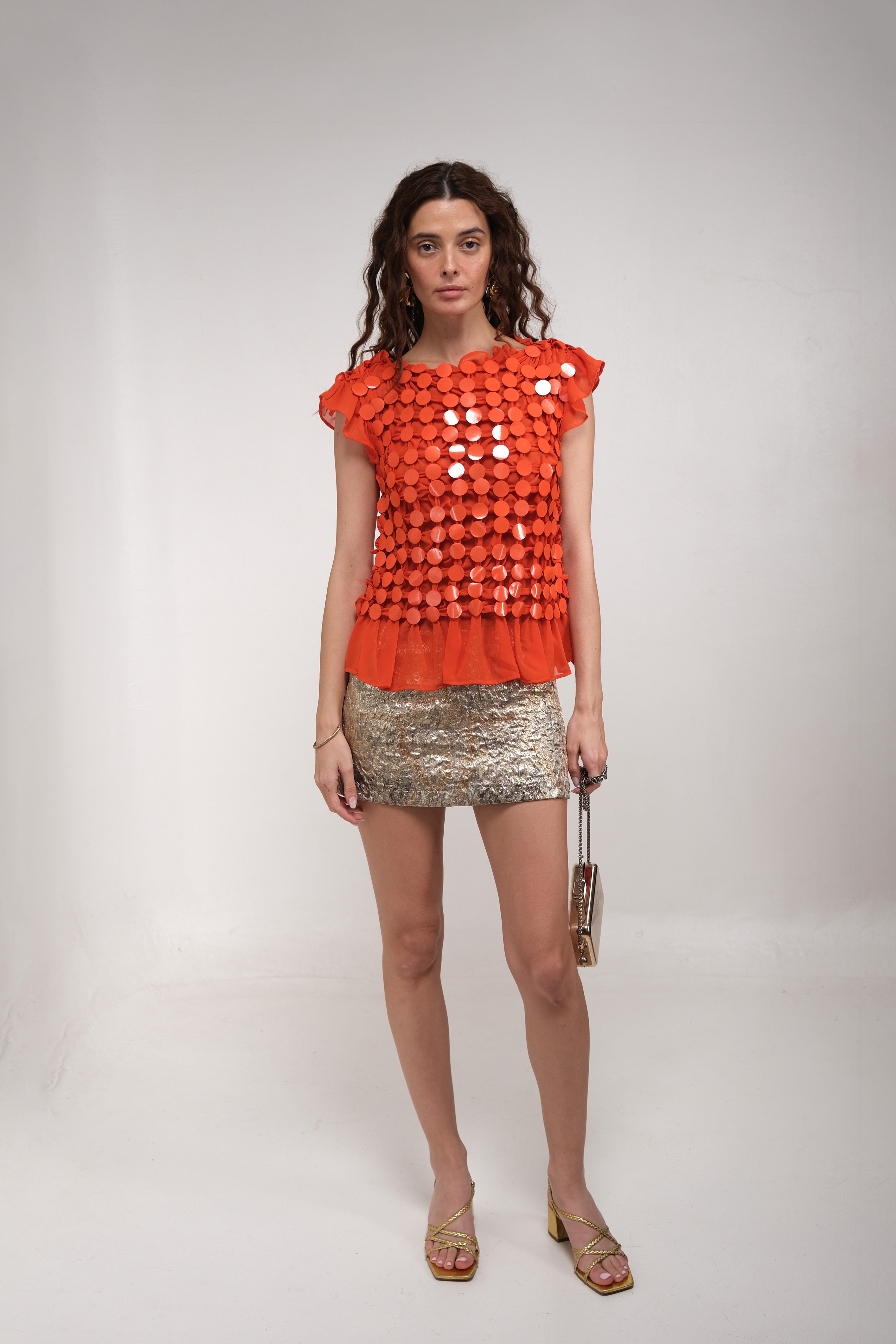 Coral Large Sequin Top