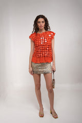 Coral Large Sequin Top