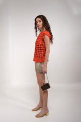 Coral Large Sequin Top