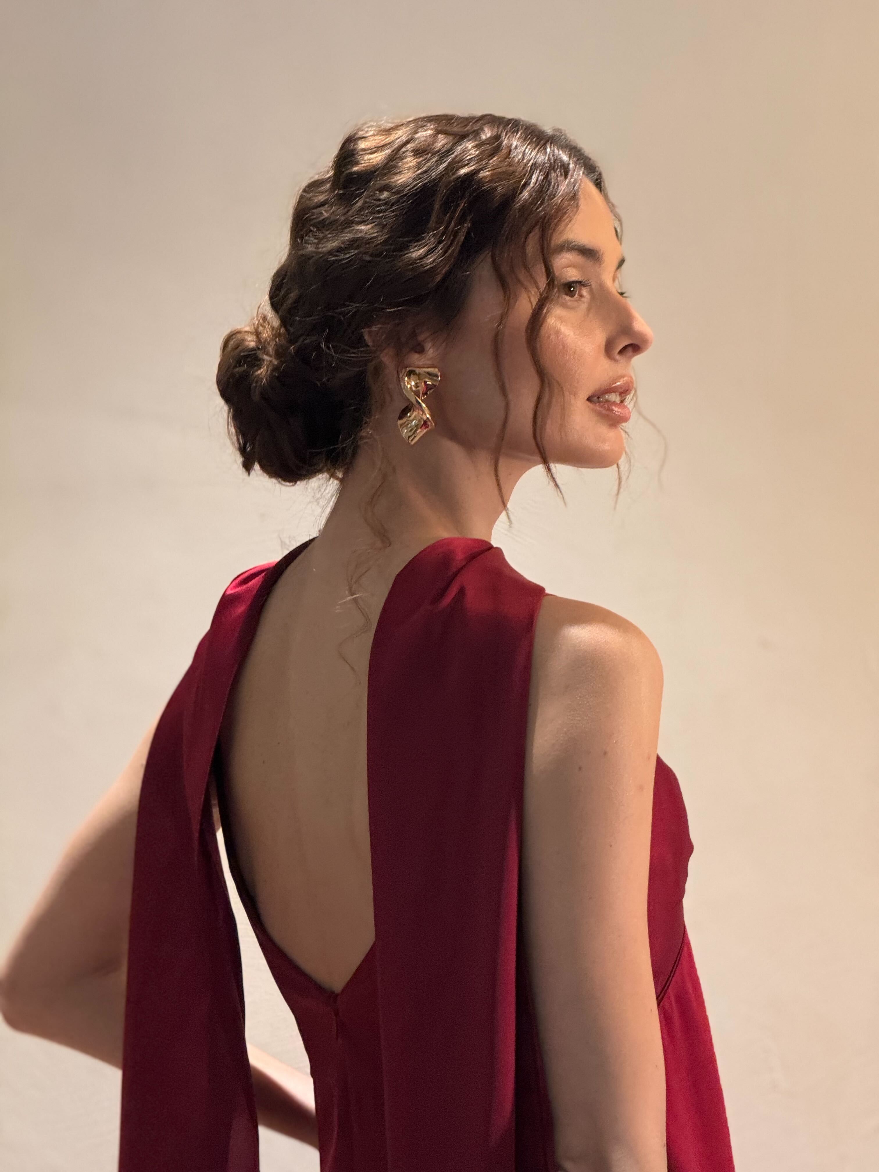 Scarlet red slip dress