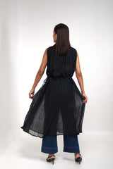 Sheer Chanderi Halter Dress
